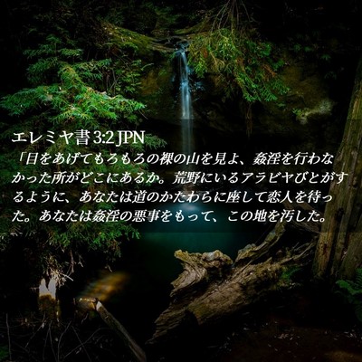 Picture 02 - エレミヤ書 3:2 JPN - 「目をあげてもろもろの裸の山を見 - Bible Verse Picture
