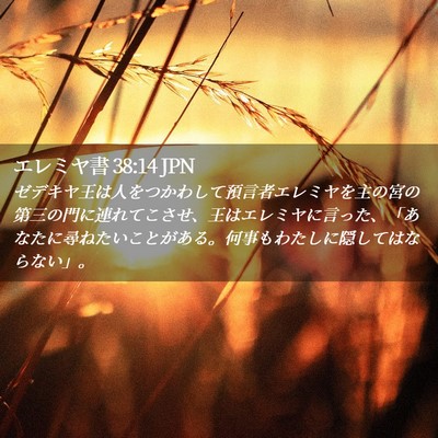 Picture 02 - エレミヤ書 38:14 JPN - ゼデキヤ王は人をつかわして預言者 - Bible Verse Picture