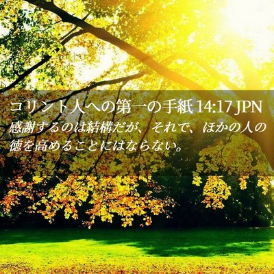 Picture 02 - コリント人への第一の手紙 14:17 JPN - 感謝するのは結構だが、それで、ほ - Bible Verse Picture