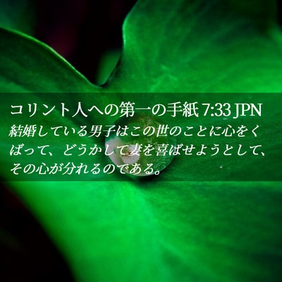 Picture 02 - コリント人への第一の手紙 7:33 JPN - 結婚している男子はこの世のことに - Bible Verse Picture