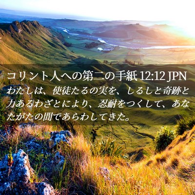 Picture 02 - コリント人への第二の手紙 12:12 JPN - わたしは、使徒たるの実を、しるし - Bible Verse Picture