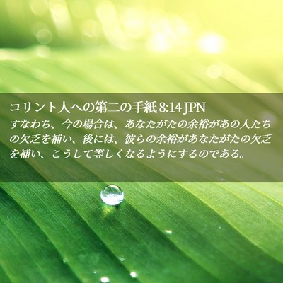 Picture 02 - コリント人への第二の手紙 8:14 JPN - すなわち、今の場合は、あなたがた - Bible Verse Picture