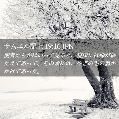 Picture 02 - サムエル記上 19:16 JPN - 使者たちがはいって見ると、寝床に - Bible Verse Picture