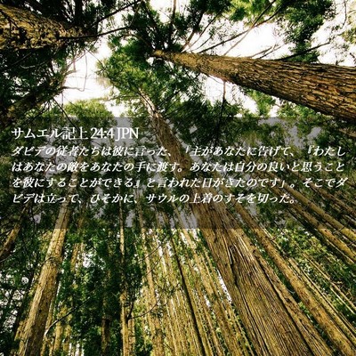 Picture 02 - サムエル記上 24:4 JPN - ダビデの従者たちは彼に言った、「 - Bible Verse Picture