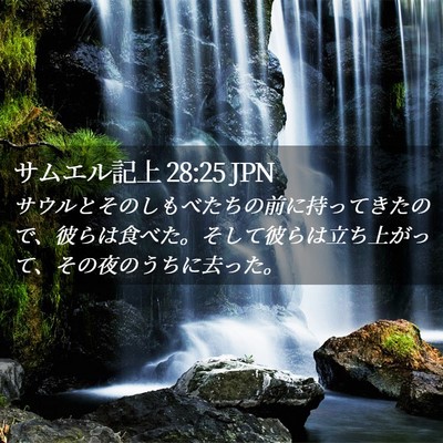 Picture 02 - サムエル記上 28:25 JPN - サウルとそのしもべたちの前に持っ - Bible Verse Picture