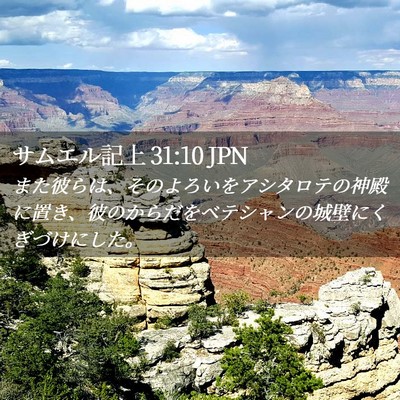Picture 02 - サムエル記上 31:10 JPN - また彼らは、そのよろいをアシタロ - Bible Verse Picture