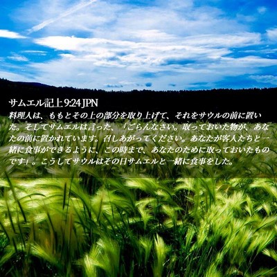 Picture 02 - サムエル記上 9:24 JPN - 料理人は、ももとその上の部分を取 - Bible Verse Picture