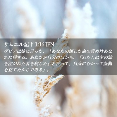 Picture 02 - サムエル記下 1:16 JPN - ダビデは彼に言った、「あなたの流 - Bible Verse Picture