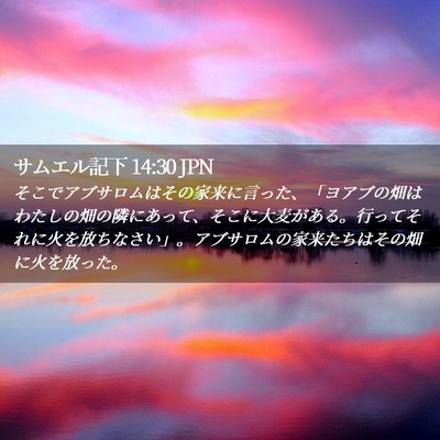 Picture 02 - サムエル記下 14:30 JPN - そこでアブサロムはその家来に言っ - Bible Verse Picture