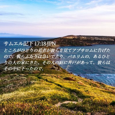 Picture 02 - サムエル記下 17:18 JPN - ところがひとりの若者が彼らを見て - Bible Verse Picture