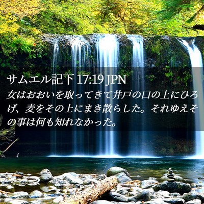 Picture 02 - サムエル記下 17:19 JPN - 女はおおいを取ってきて井戸の口の - Bible Verse Picture