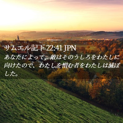 Picture 02 - サムエル記下 22:41 JPN - あなたによって、敵はそのうしろを - Bible Verse Picture