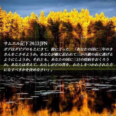 Picture 02 - サムエル記下 24:13 JPN - ガデはダビデのもとにきて、彼に言 - Bible Verse Picture