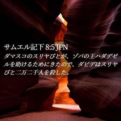 Picture 02 - サムエル記下 8:5 JPN - ダマスコのスリヤびとが、ゾバの王 - Bible Verse Picture