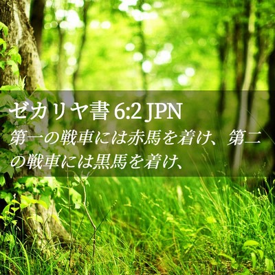 Picture 02 - ゼカリヤ書 6:2 JPN - 第一の戦車には赤馬を着け、第二の - Bible Verse Picture