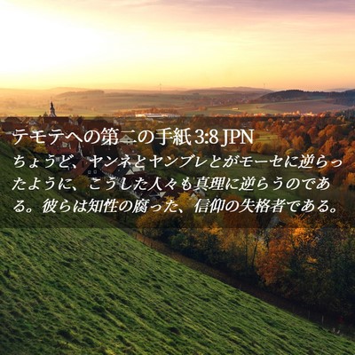 Picture 02 - テモテヘの第二の手紙 3:8 JPN - ちょうど、ヤンネとヤンブレとがモ - Bible Verse Picture