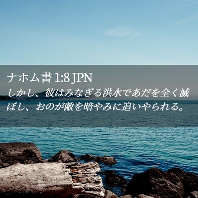 Picture 02 - ナホム書 1:8 JPN - しかし、彼はみなぎる洪水であだを - Bible Verse Picture