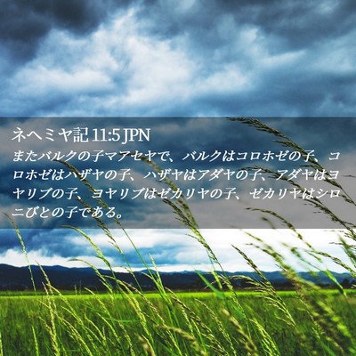 Picture 02 - ネヘミヤ記 11:5 JPN - またバルクの子マアセヤで、バルク - Bible Verse Picture