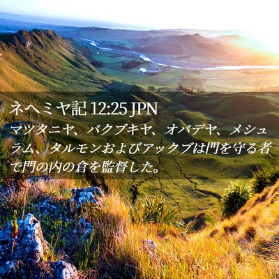 Picture 02 - ネヘミヤ記 12:25 JPN - マツタニヤ、バクブキヤ、オバデヤ - Bible Verse Picture