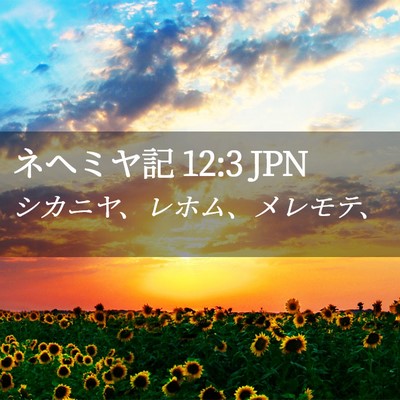 Picture 02 - ネヘミヤ記 12:3 JPN - シカニヤ、レホム、メレモテ、 - Bible Verse Picture
