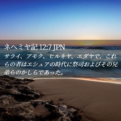 Picture 02 - ネヘミヤ記 12:7 JPN - サライ、アモク、ヒルキヤ、エダヤ - Bible Verse Picture