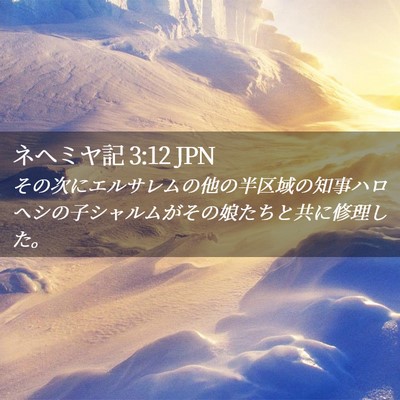 Picture 02 - ネヘミヤ記 3:12 JPN - その次にエルサレムの他の半区域の - Bible Verse Picture