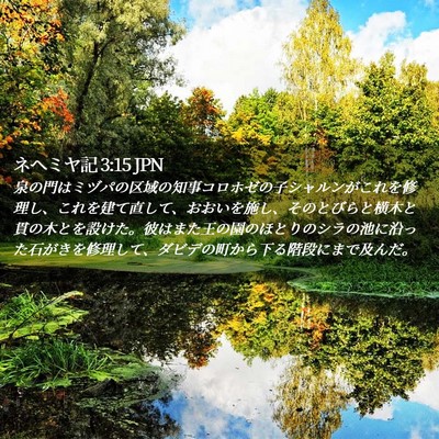 Picture 02 - ネヘミヤ記 3:15 JPN - 泉の門はミヅパの区域の知事コロホ - Bible Verse Picture