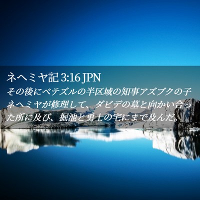 Picture 02 - ネヘミヤ記 3:16 JPN - その後にベテズルの半区域の知事ア - Bible Verse Picture