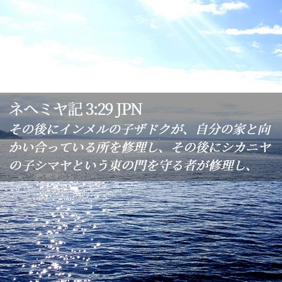 Picture 02 - ネヘミヤ記 3:29 JPN - その後にインメルの子ザドクが、自 - Bible Verse Picture