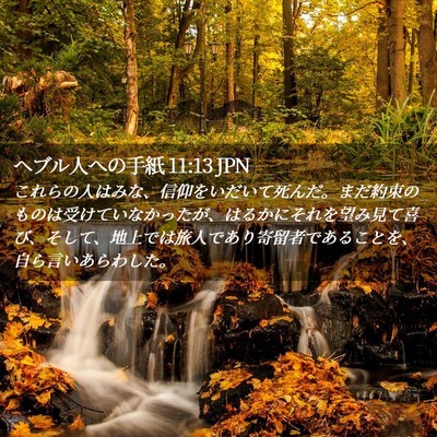 Picture 02 - ヘブル人への手紙 11:13 JPN - これらの人はみな、信仰をいだいて - Bible Verse Picture