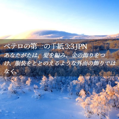 Picture 02 - ペテロの第一の手紙 3:3 JPN - あなたがたは、髪を編み、金の飾り - Bible Verse Picture