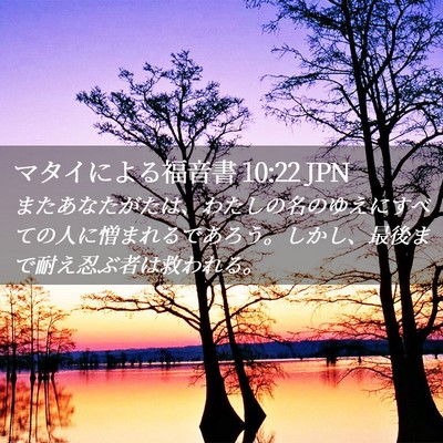 Picture 02 - マタイによる福音書 10:22 JPN - またあなたがたは、わたしの名のゆ - Bible Verse Picture