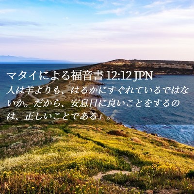 Picture 02 - マタイによる福音書 12:12 JPN - 人は羊よりも、はるかにすぐれてい - Bible Verse Picture