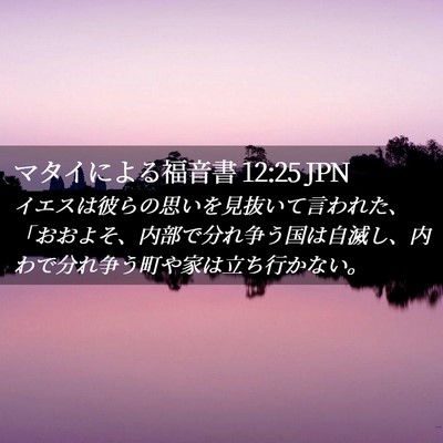 Picture 02 - マタイによる福音書 12:25 JPN - イエスは彼らの思いを見抜いて言わ - Bible Verse Picture