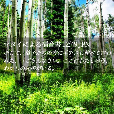 Picture 02 - マタイによる福音書 12:49 JPN - そして、弟子たちの方に手をさし伸 - Bible Verse Picture