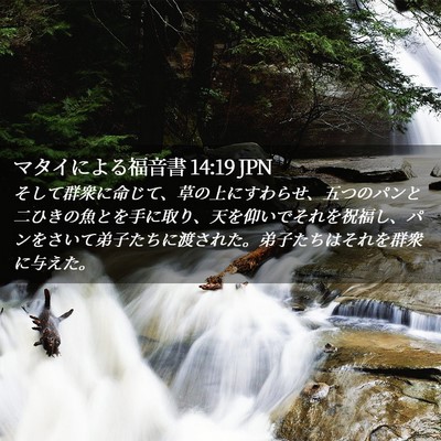 Picture 02 - マタイによる福音書 14:19 JPN - そして群衆に命じて、草の上にすわ - Bible Verse Picture