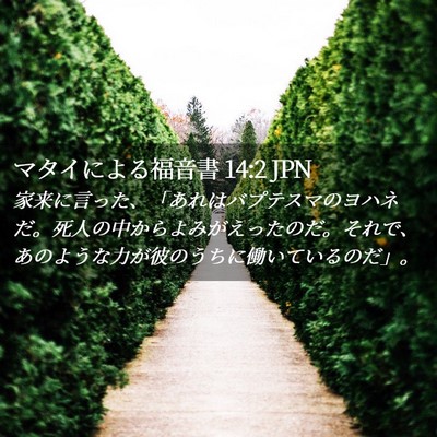 Picture 02 - マタイによる福音書 14:2 JPN - 家来に言った、「あれはバプテスマ - Bible Verse Picture
