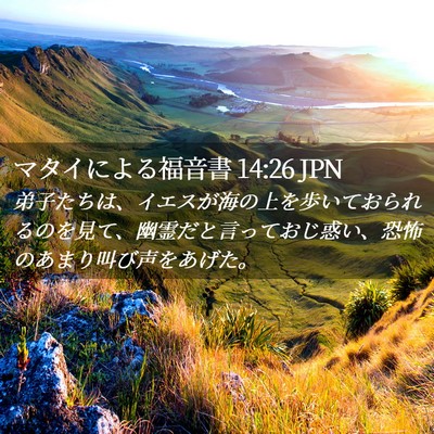 Picture 02 - マタイによる福音書 14:26 JPN - 弟子たちは、イエスが海の上を歩い - Bible Verse Picture