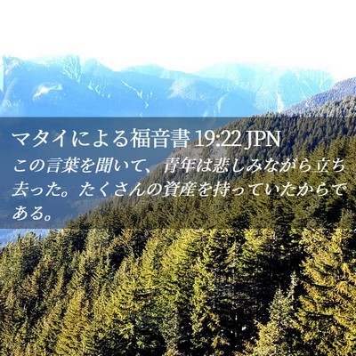 Picture 02 - マタイによる福音書 19:22 JPN - この言葉を聞いて、青年は悲しみな - Bible Verse Picture