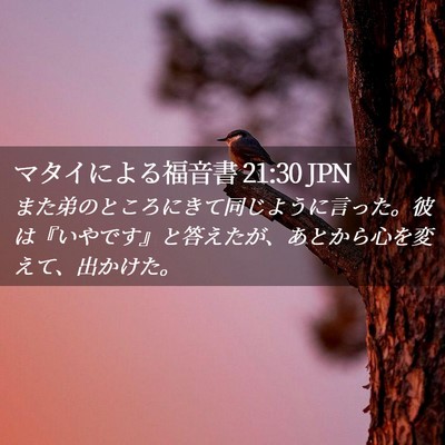 Picture 02 - マタイによる福音書 21:30 JPN - また弟のところにきて同じように言 - Bible Verse Picture