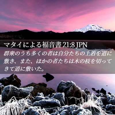 Picture 02 - マタイによる福音書 21:8 JPN - 群衆のうち多くの者は自分たちの上 - Bible Verse Picture