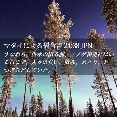 Picture 02 - マタイによる福音書 24:38 JPN - すなわち、洪水の出る前、ノアが箱 - Bible Verse Picture