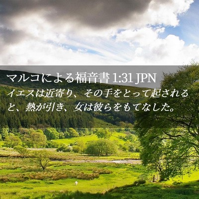 Picture 02 - マルコによる福音書 1:31 JPN - イエスは近寄り、その手をとって起 - Bible Verse Picture