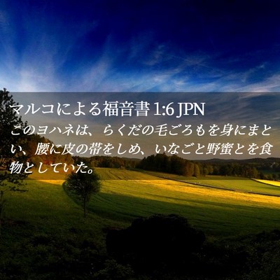 Picture 02 - マルコによる福音書 1:6 JPN - このヨハネは、らくだの毛ごろもを - Bible Verse Picture