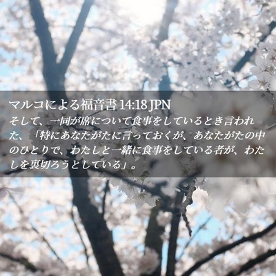 Picture 02 - マルコによる福音書 14:18 JPN - そして、一同が席について食事をし - Bible Verse Picture