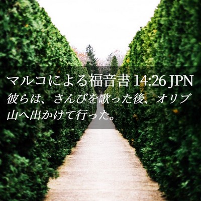 Picture 02 - マルコによる福音書 14:26 JPN - 彼らは、さんびを歌った後、オリブ - Bible Verse Picture