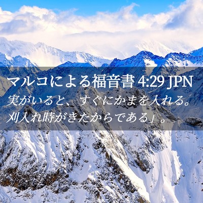 Picture 02 - マルコによる福音書 4:29 JPN - 実がいると、すぐにかまを入れる。 - Bible Verse Picture