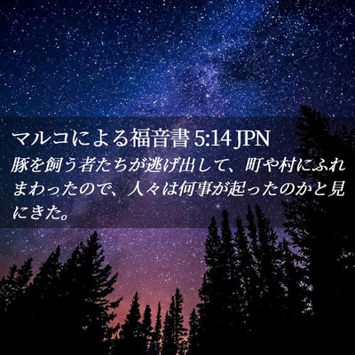 Picture 02 - マルコによる福音書 5:14 JPN - 豚を飼う者たちが逃げ出して、町や - Bible Verse Picture