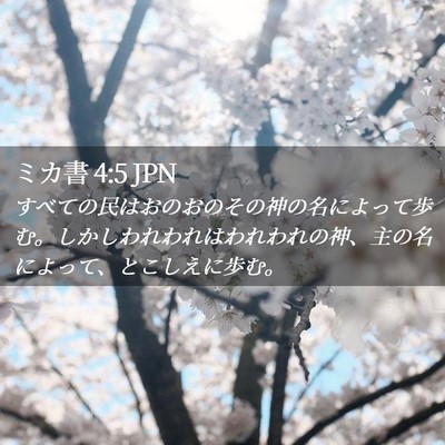 Picture 02 - ミカ書 4:5 JPN - すべての民はおのおのその神の名に - Bible Verse Picture