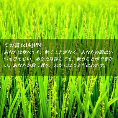 Picture 02 - ミカ書 6:14 JPN - あなたは食べても、飽くことがなく - Bible Verse Picture